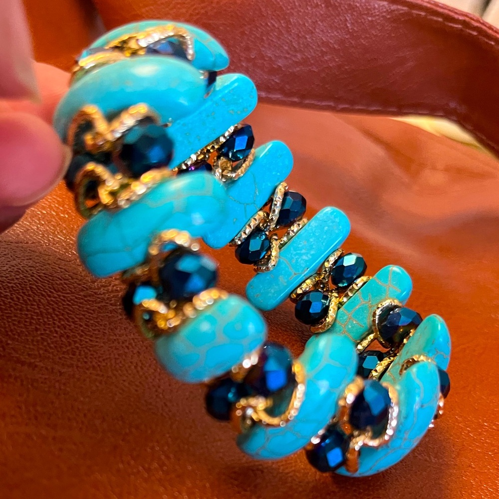 Turquoise and Blue Beaded Bracelet